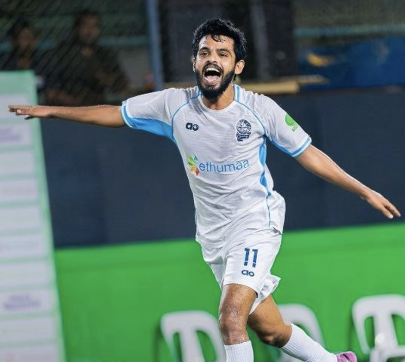 Maldivian futsal player celebrating